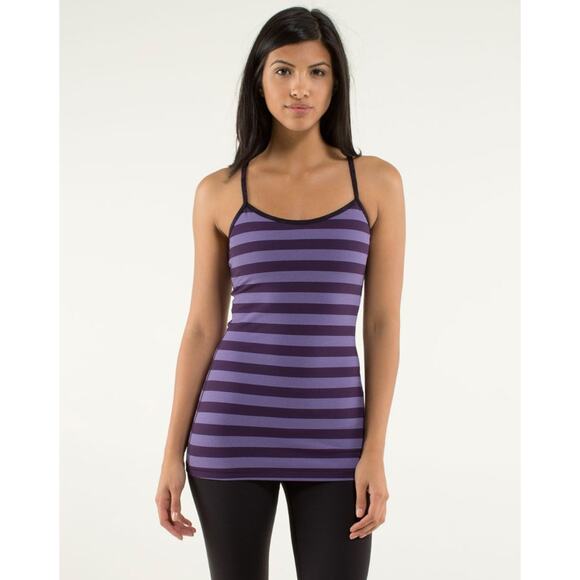 (6) $58 Lululemon Power Y Tank *Luon Micro Macro Stripe Deep Zinfandel - Picture 1 of 8